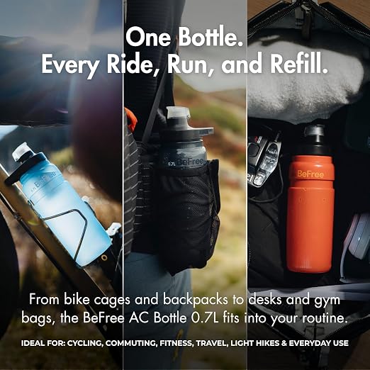 Katadyn BeFree AC Bottle 0.7L Water Filter Bottle for Travel & Daily Use | 2-Stage Filter Removes Bacteria & Microplastics, Improves Taste, BPA-Free, Fits Cup Holders - Slate Blue