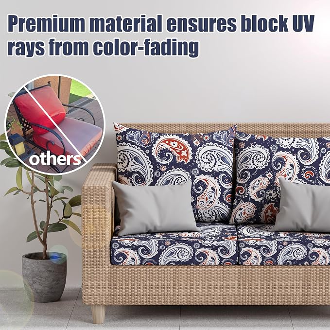 8Pcs Stretch Patio Cushion Covers, Outdoor Couch & Sofa Replacement Slipcovers for Patio Furniture Cushion Covers, Washable Reusable Furniture Protector