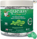 Three Lollies Queasy Drops - Natural Peppermint Flavor - Relief from Chemotherapy Nausea & Travel Sickness - Alleviates a Dry Mouth - Non-Drowsy - Natural Ingredients - 100 ct