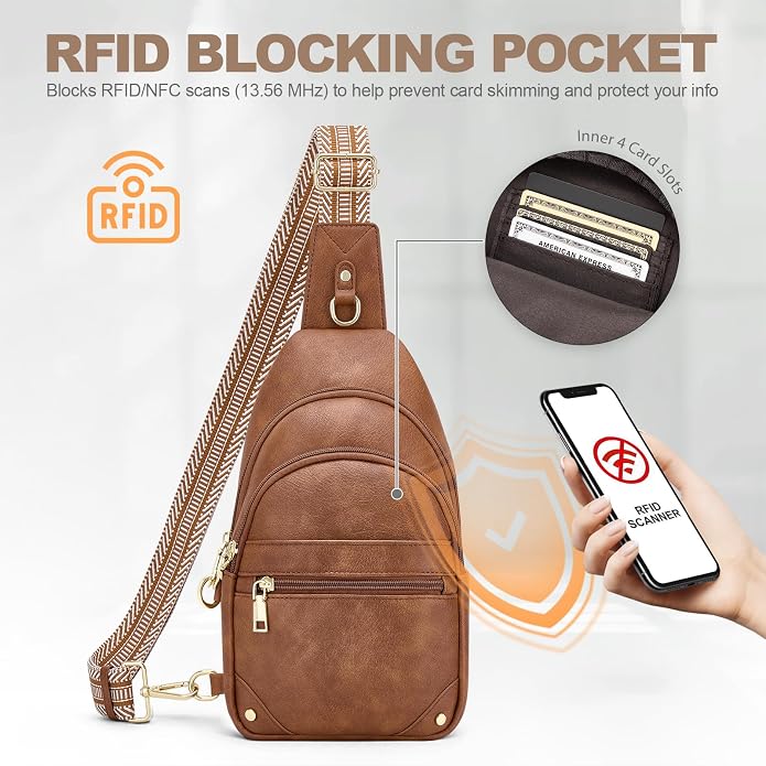 SYTRAH Anti Theft Crossbody Bags for Women, RFID Sling Bag Travel Purse, RFID Cross Body Purses Chest Bag for Travel
