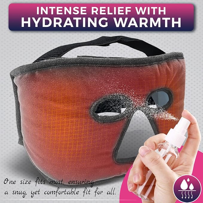 Full-Coverage Heated Face Mask for Sinus Pressure Relief, Ex-Large Face Heating Pad for Sleep Aid & Tension Headache