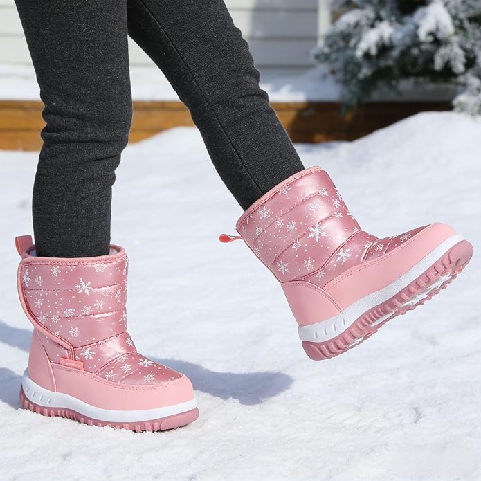 CIOR Winter Snow Boots for Boy and Girl Outdoor Waterproof with Fur Lined(Toddler/Little Kids)