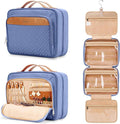 COOSKY Travel Hanging Toiletry Bag for Women, Cruise Ship Essentials, with Jewelry Organizer, Extra Large Makeup Dopp Kit, Waterproof Cosmetic Bags, Toiletries Kit Set with Trolley Belt, Blue