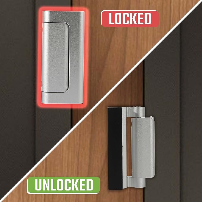 GreaTalent 5PACK Home Security Door Reinforcement Lock Childproof, Add High Security to Home Prevent Unauthorized Entry, Aluminum Construction Finish, Frame Lock, Silver