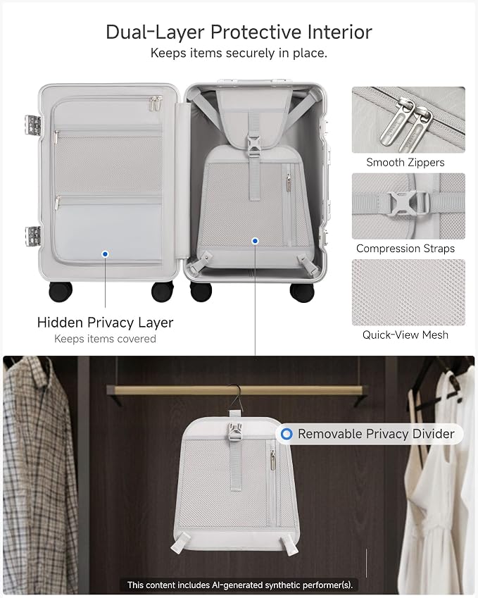LUGGEX Luggage Sets with Spinner Wheels, 8010S Aluminum Frame Zipperless Polycarbonate Hard Shell Suitcase Sets (ZX-Core, Charcoal Metallic, 3 Piece (20/24/28))