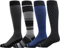 Dr. Motion 4 Pairs Men's Athletic Traveler Graduated Compression Knee High Socks