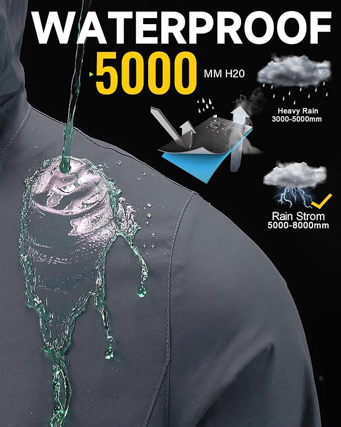 iCreek Rain Suit Waterproof Hooded Rain Gear Breathable Lightweight Packable Rain Jacket Pants Men Women for Hiking Fish Golf