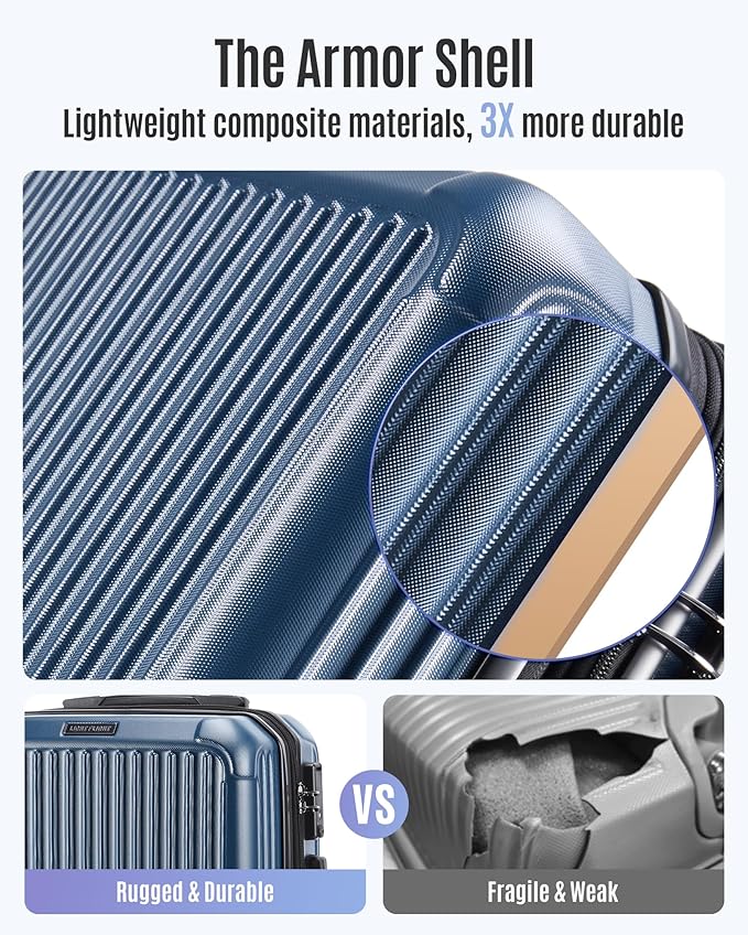 LIGHT FLIGHT Carry On Luggage 22x14x9 Airline Approved, Durable Hard Shell Carry On Suitcases with Wheels, Expandable Hardside Lightweight Travel Luggage with TSA Lock, Coffee Brown