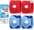 Motion Sickness Bands for Kids Cruise Travel Essentials Anti-Nausea Acupressure Wristband for Car Sea Sickness Wristbands for Kids-2 Pairs Camo Blue&Red