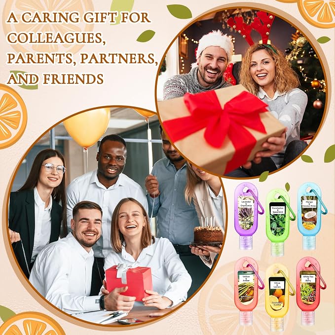 24 Pack Appreciation Hand Sanitizer Gel with Keychain Bulk 1 oz Scented Mini Travel Size Hand Sanitizer Keychain Gift for Teacher Nurse Employee Women Staff Graduation Party Supplies