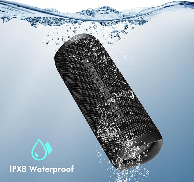 Monster Bluetooth Speaker, Wireless Portable Outdoor Bluetooth Speakers, 60W True Wireless Stereo IPX8 Waterproof, Dual PairingBluetooth 5.4 Built-in Mic, Black