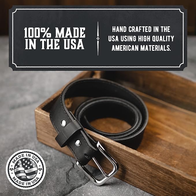 Main Street Forge The Foreman Leather Belt | Made in USA | Full Grain Leather | Mens Belt