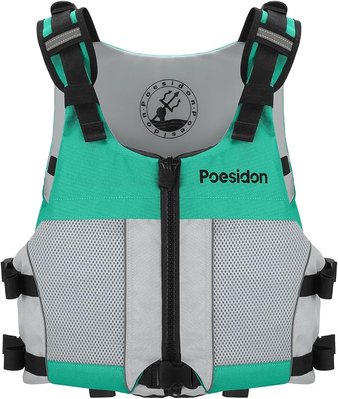 Poseidon Adjustable Water Safety Life Jacket - Classic Unisex Design with Front/Rear Storage Compartments for Multiple Water Activities