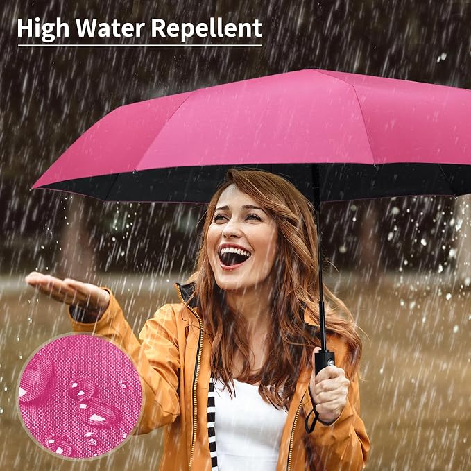 Seniny Windproof Travel Umbrella, Automatic Umbrellas for Rain, Portable & Compact Umbrellas for Backpack, Strong UV for Protection, Folding Small Sun Umbrella for Car, Walking
