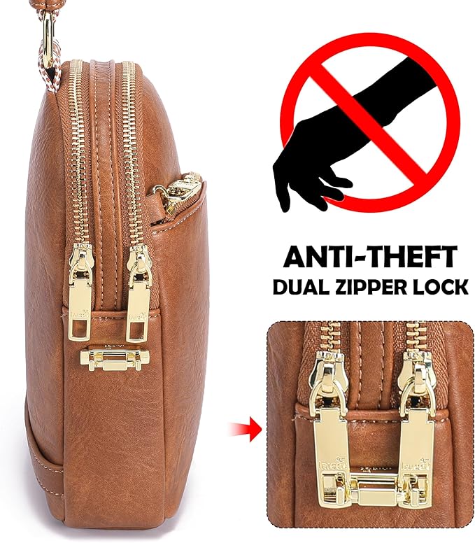 INICAT RFID Blocking Sling Bag, Anti Theft Crossbody Bag for Women Compact Travel Purses Vegan Leather