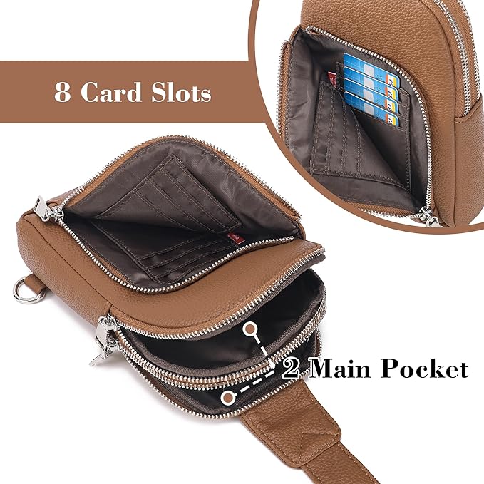 INICAT RFID Blocking Sling Bag, Anti Theft Crossbody Bag for Women Compact Travel Purses Vegan Leather