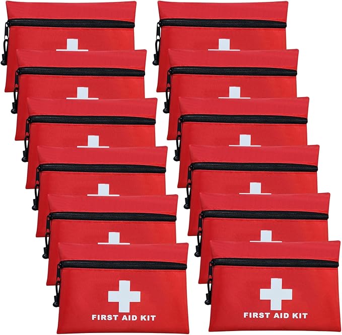 AOUTACC 12pcs Mini First Aid Kit Empty Bag, Travel Empty First Aid Kit Pouch with Zippered for Emergency at Home, Office, Car, Outdoors, Boat, Camping, Hiking(Bag Only)