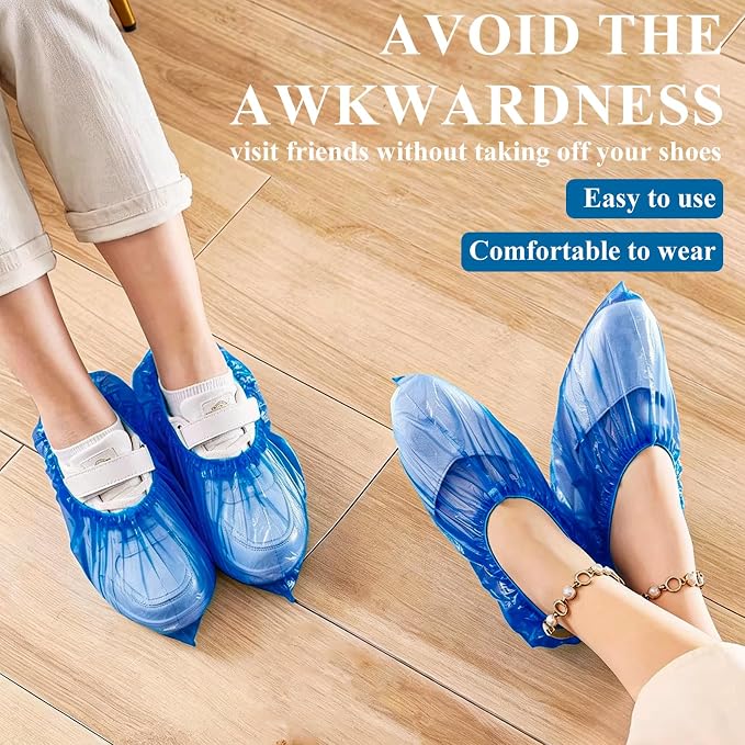 1200 Pack(600 Pairs) Disposable Shoe Covers Non Slip Waterproof Durable Shoe Booties Covers Recyclable Shoe Protector Covers for Indoor Floor Carpet Workplace, One Size Fit Most
