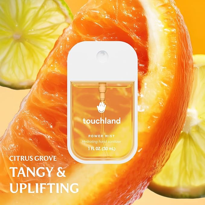 Touchland Hydrating Hand Sanitizer Spray – Juicy 5 Set (Citrus Grove, Berry Bliss, Wild Watermelon, Peach, Mango Passion) – 5 x 1 FL OZ Travel Size Mists
