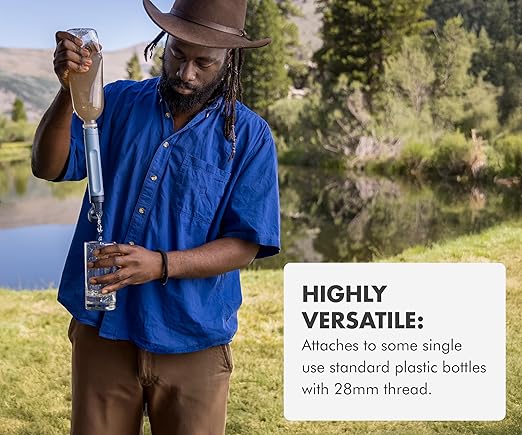 LifeStraw Peak Series — Personal Water Filter Straw for Backup Filtration, Emergency, Survival, and Ultralight Hydration, Dark Mountain Gray, 2 Pack
