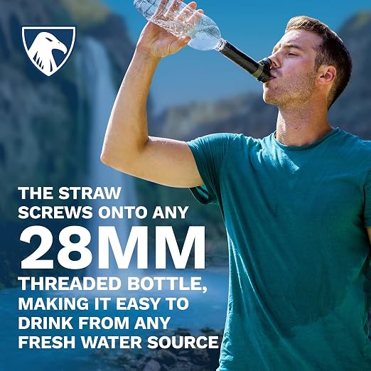 Survivor Filter Emergency Water Filter Straw – USA-Tested – 0.05 Micron Filtration – Portable Outdoor Water Filteration for Camping & Hiking - No Expiration