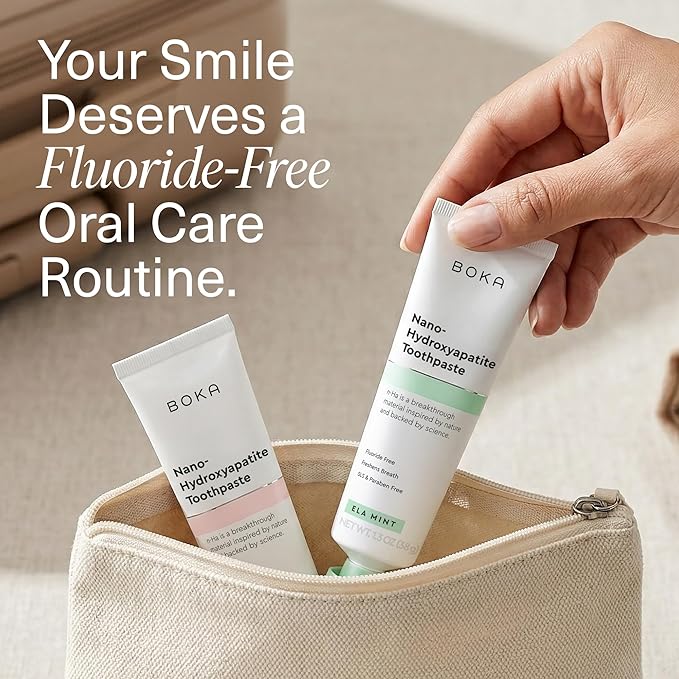 Boka Fluoride Free Toothpaste, Nano Hydroxyapatite Toothpaste, Appropriate for Sensitive Teeth - for Adult Oral Care - Ela Mint, Coco Ginger Flavor, 1.3 Fl Oz 2Pk US Manufactured
