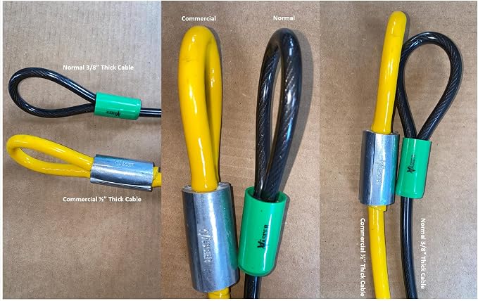 Vascer Commercial Heavy Duty Braided Galvanized Steel Theft Deterrent Security Cable with Looped Ends. (1/2 Inch Thick, 7x19 Construction, 30 Feet)