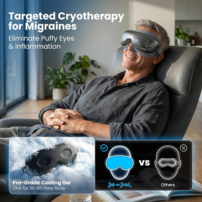 BOB AND BRAD Eye Massager with Heat and Cooling, FSA Eligible HSA, EyeOasis 3 Eye Massager for Migraine, Heated Eye Mask for Dry Eye Headache Relief Sleep Improve, Birthday Gifts for Women Men Husband