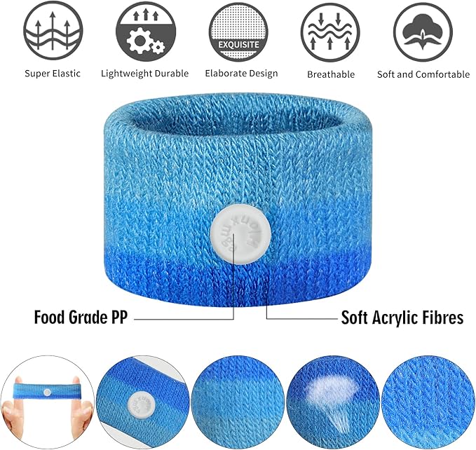 HIONXMGA 6 Pairs Motion Sickness Bands – Natural Anti Nausea Acupressure Wristbands for Morning & Motion Sickness Relief – Ideal for Car, Cruise & Flight Travel – for Adults and Kids