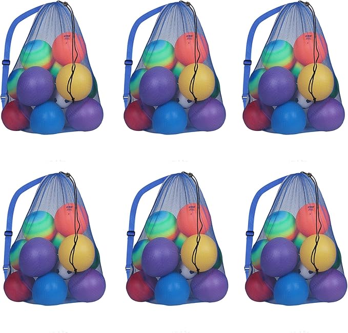 GSE Games & Sports Expert 24x36/30x40 X-Large Mesh Sports Equipment Drawstring Bag for Soccers, Basketballs, Footballs