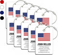 Personalized Luggage Tag with American Flag | 10 Pack | Custom Luggage Tags for Suitcases | Kids Backpack Tag | 4 Color Options & Choose Font, Font Color