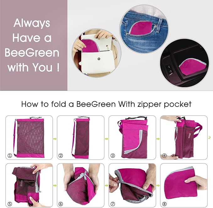 BeeGreen Mesh Drawstring Bag Swim Backpack for Beach Pool Sports Gym Draw String Cinch Bags for Swimming Soccer Basketball Gear Rose Red
