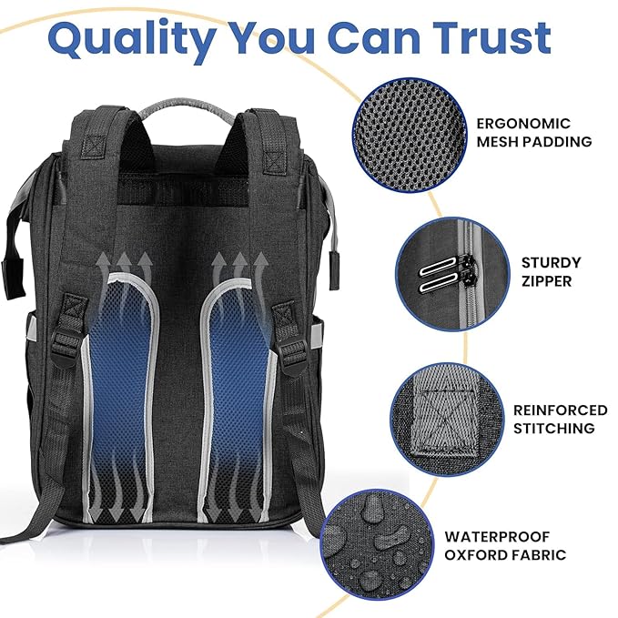 PILLANI Baby Diaper Bag Backpack - Baby Bag for Girls & Boys, Large Waterproof Toddler Diaper Backpack - Baby Shower Gifts & Registry Must Haves - Travel Diaper Bags with Changing Pad - Newborn Stuff