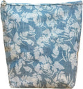 Jacaranda Living Large Cosmetic Bag – Water-Resistant Makeup & Toiletry Bag with PVC-Lined Interior, Travel Beauty Organizer, Floral Denim