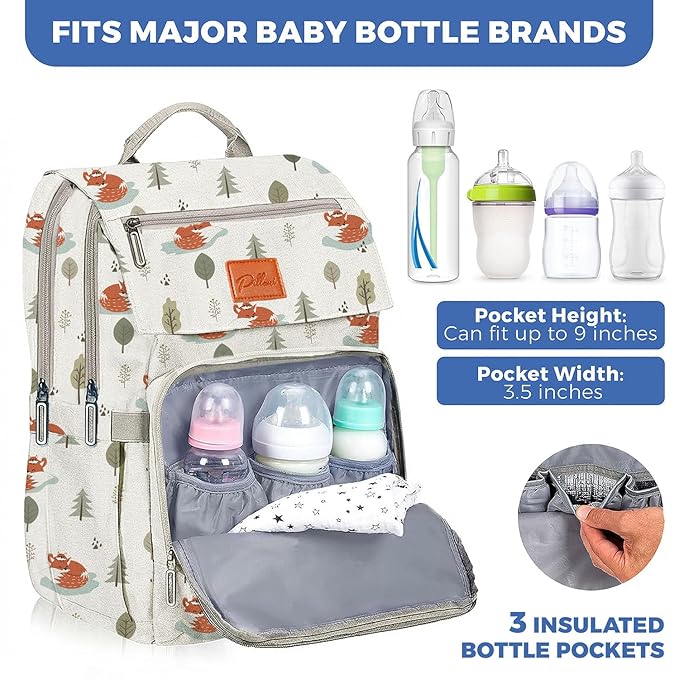 PILLANI Baby Diaper Bag Backpack - Baby Bag for Boys & Girls, Toddler Backpack, Large Capacity Travel Diaper Bags w/Changing Pad, Waterproof Diaper Backpack - Best Shower Gifts for Boys - Baby Stuff