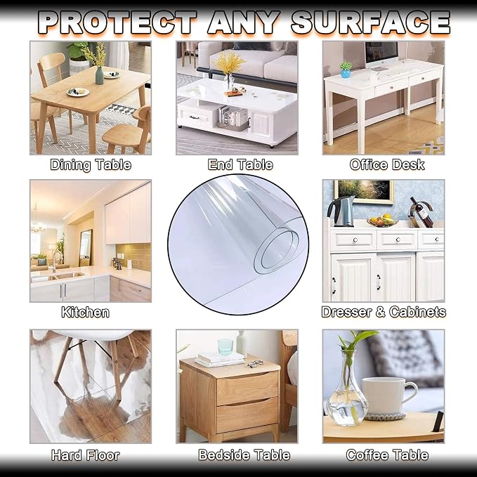 Table Cloth Roll 30x91 Inch, Heat Resistant Waterproof, PVC Sheet Easy Care Reusable, Dining Table Cover for Shoe Cabinet, Clear 1.5mm