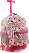 J World Sunrise Kids Rolling Backpack for Girls Boys. Roller Bookbag With Wheels For School, Basketbally