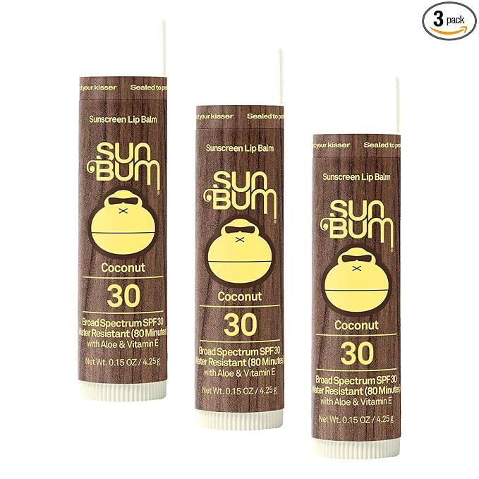 Sun Bum SPF 30 Sunscreen Coconut Lip Balm - Moisturizing Aloe Vera and Vitamin E - Vegan and Cruelty Free - Broad Spectrum UVA/UVB Lip Protection - 0.15 Ounce (Pack of 3)