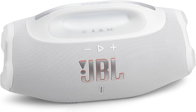 JBL Boombox 4 - Most Powerful JBL Portable Waterproof Speaker with Massive JBL Pro Sound, Up to 34 Hours of Playtime, & Multi-Speaker Connection by Auracast™ (White)