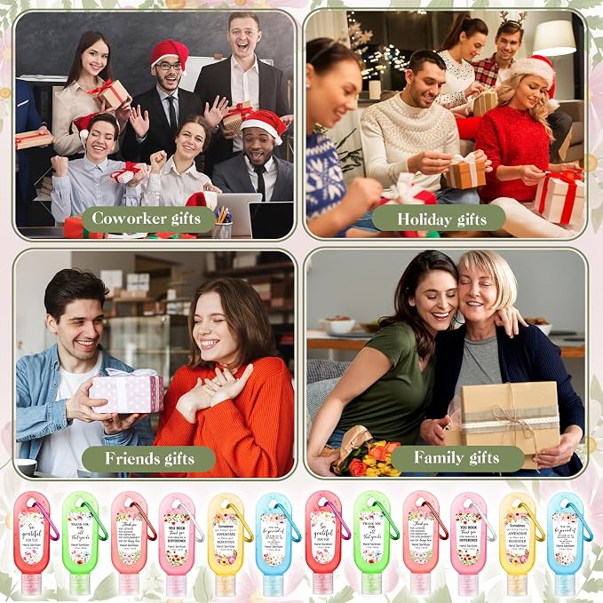 24 Pcs Appreciation Hand Sanitizers Keychain Gift Teacher Appreciation Thank You Mini Travel Size Hand Sanitizer Gel Keychain Bulk for Nurse Cna Gift Grad Teacher Coworker Team Women Staff