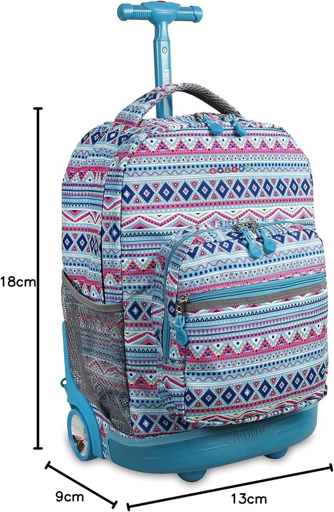 J World New York Sunrise Rolling Backpack Backpack, MINT TRIBAL