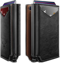 BULLIANT Men Wallet Leather Wallet Card Holders Money Clip for Men 10Cards-Magnetic Flip on Metal Case