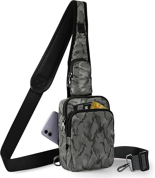 Crossbody Bag Anti Theft Sling Bag for Women Men RFID Blocking, Small Shoulder Chest Bags with Zipper Lock