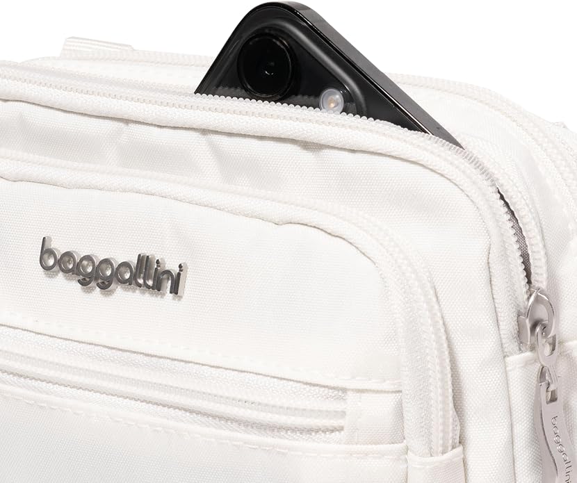 Baggallini Triple Zip Small Crossbody Bag for Women - Lightweight Convertible Fanny Pack Belt Bag