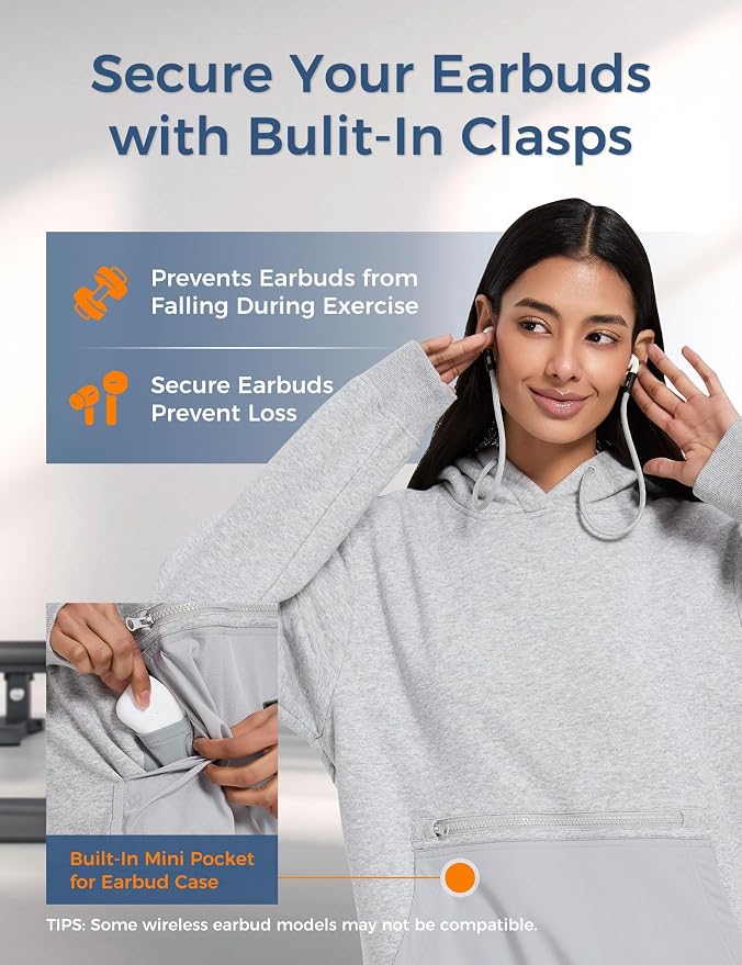 Travel Hoodie with Built-In Eye Mask for Airplane Travel Breathable Comfort Pullover Sweatshirt Multiple Pockets