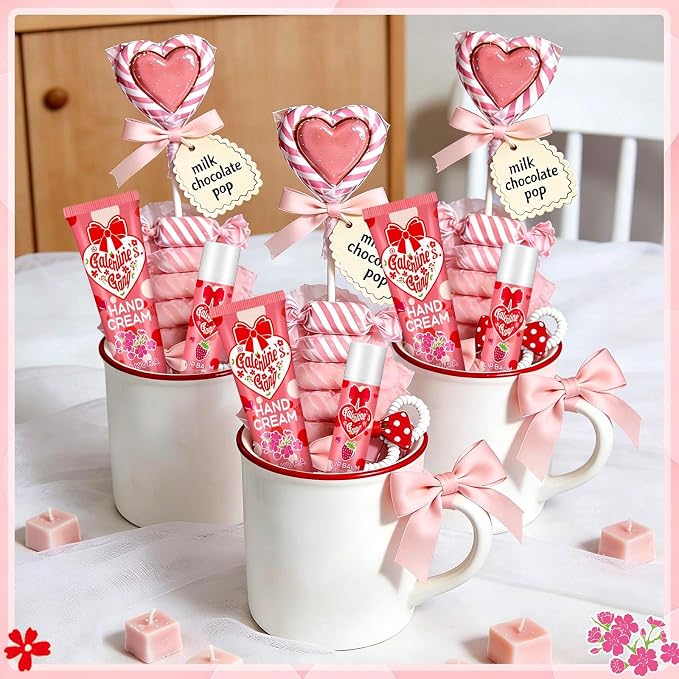 Demissle 36 Sets Galentine's Day Gifts Bulk 36 Lip Balm and 36 Hand Cream Gift Set Galentine's Day Party Favors Supplies Gift Ideas for Adults Friends Women Her Teacher Staff Nurse Coworker