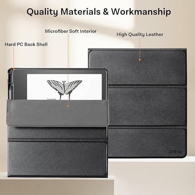 CoBak Stand Case for Kindle Scribe - Premium Folio Leather Cover with Pen Holder, Auto Sleep/Wake - Compatible with 10.2 Inch Kindle Scribe (2022/2024 Release)