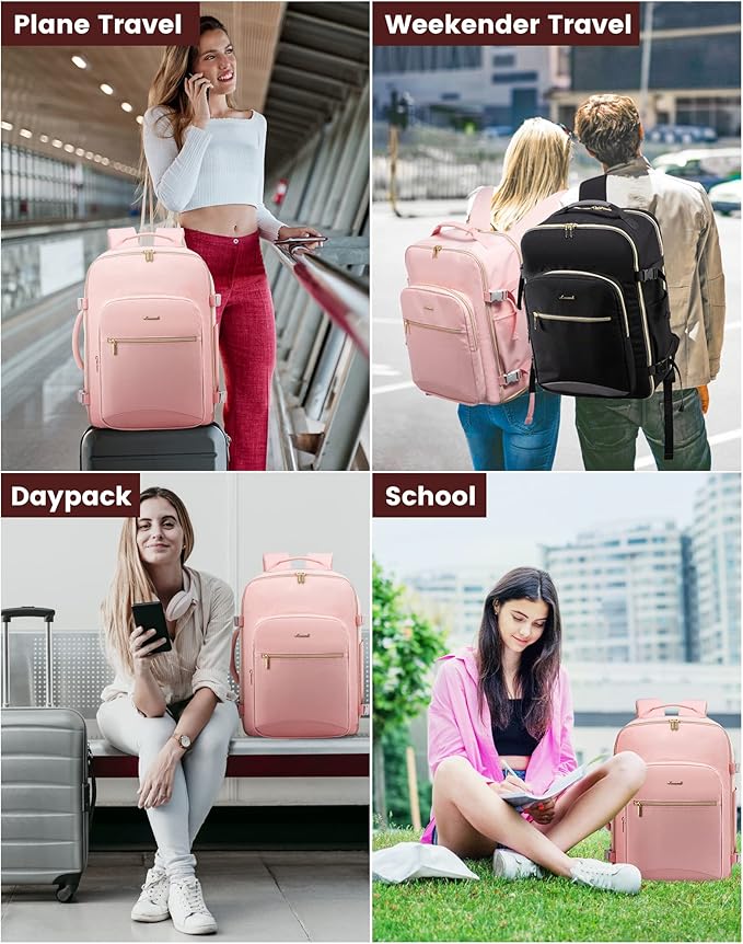 LOVEVOOK 40L Travel Backpack Flight Approved Carry on Backpack,3 Packing Cubes,Waterproof Personal Item Travel Bag,TSA Carry on Luggage Suitcase Travel Essentials,Gifts for Women & Men,fits 17" Laptop