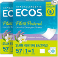 ECOS Laundry Detergent Sheets - Vegan, No Plastic Jug, No Mess & Liquid Free Laundry Sheets in Washer Hypoallergenic, Plant Powered Laundry Detergent Sheets - Lavender Vanilla 57 Count (Pack of 2)
