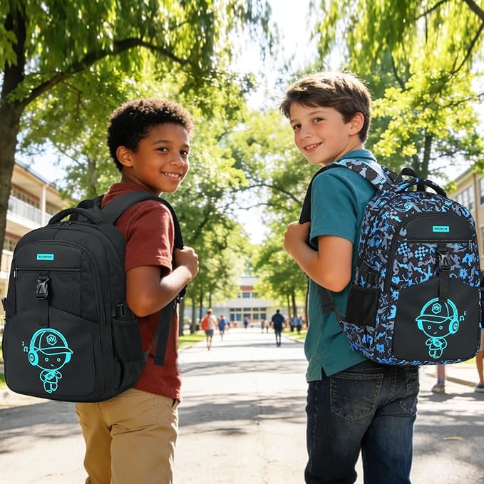 Bluboon Boys School Backpack, Lightweight Kids Bookbag for Elementary and Middle School, Water-Resistant Student Backpack Fits 15.6 Inch Laptop, Chest Strap, Multiple Pockets